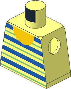 Minifig Torso with Blue and Mint Green Stripes Pattern