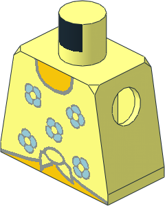 Minifig Torso with Blue Flowers on Tied Shirt Pattern