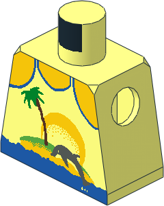 Minifig Torso with Palm Tree and Dolphin Pattern