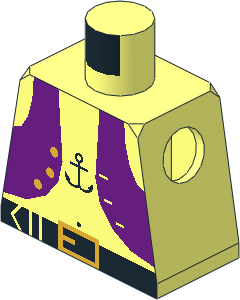 Minifig Torso with Pirate Purple Vest and Anchor Tattoo Pattern