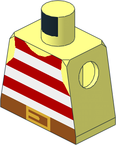 Minifig Torso with Pirate Stripes Red/White Pattern