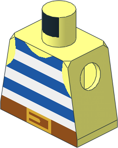 Minifig Torso with Pirate Stripes Blue/White and Gold Buckle Pattern