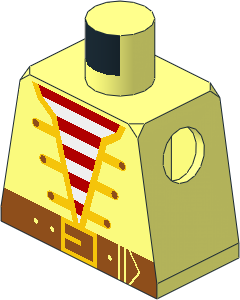 Minifig Torso with Open Jacket over Striped Vest Pattern