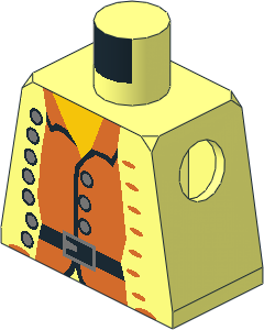 Minifig Torso with Pirate Open Jacket over Brown Vest Pattern
