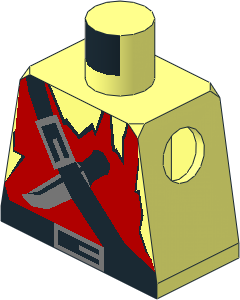 Minifig Torso with Pirate Ragged Shirt and Dagger Pattern