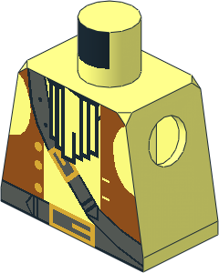 Minifig Torso with Brown Vest, Ascot and Belt Pattern