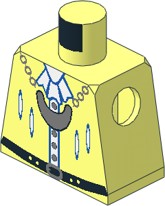 Minifig Torso with Medallion, Belt and Silver Buttons Pattern