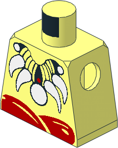 Minifig Torso with Red Loincloth and White Bone Necklace Pattern