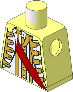 Minifig Torso with Jacket with Metallic Gold Trim and Red Sash Pattern