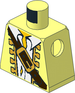 Minifig Torso with Pirate Jacket, Torn White Shirt, Big Belt Buckle Pattern