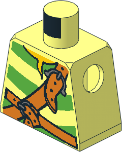 Minifig Torso with Green Stripes and Leather Strap Pattern