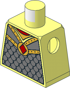 Minifig Torso with Scale Mail and Red Diamond Amulet Pattern