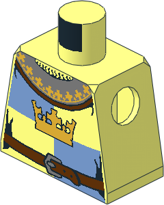 Minifig Torso with Crown on DarkBlue/MediumBlue Quarters Pattern