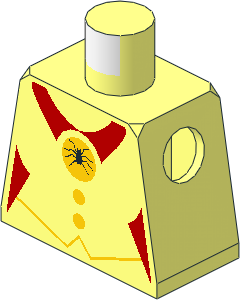 Minifig Torso with Black Spider, Yellow Circles and Red Shirt Pattern