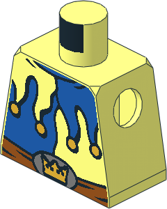 Minifig Torso with Blue Jesters Collar, Belt and Crown on Buckle Pattern