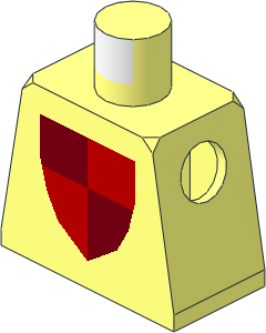 Minifig Torso with Maroon/Red Quarters Shield Pattern