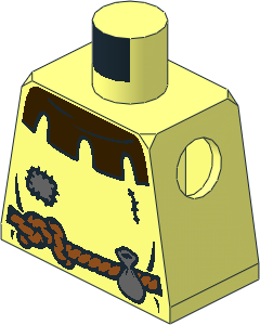 Minifig Torso with Dark Brown Collar, Patch, Rope Belt and Pouch with Back Pattern