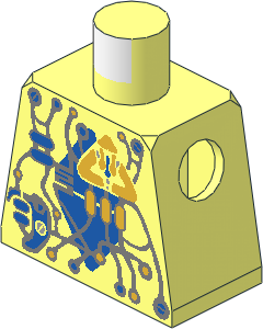 Minifig Torso with Insectoids Female, Blue Diamond under Circuits Pattern