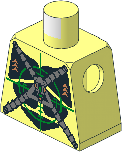 Minifig Torso with Insectoids with Silver X on Green Verniers Pattern