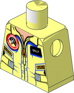 Minifig Torso with Female Jumpsuit with Zipper with 'SALLY' Name Tag Pattern