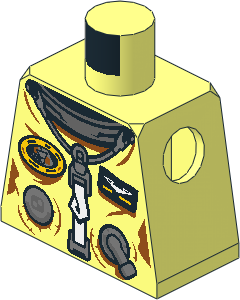 Minifig Torso with Spacesuit with Front Strap, Badges and Ports Pattern