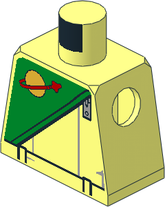Minifig Torso with Green Futuron Pattern
