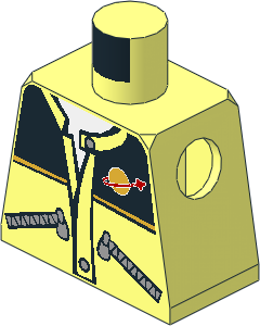 Minifig Torso with Jacket, Zippered Pockets and Classic Space Logo Pattern