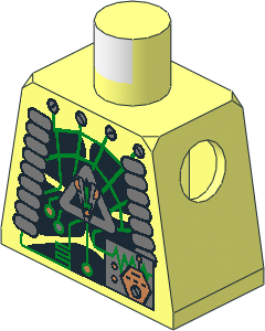 Minifig Torso with Insectoids with Green Circuitry & Silver Hose on Sides Pattern