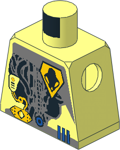 Minifig Torso with UFO Alien Insignia and 3 Blue Bars Pattern