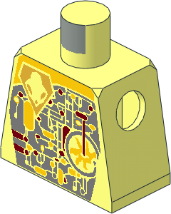 Minifig Torso with UFO Alien Circuitry and Red Lever Pattern