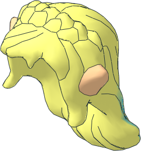 Figure Elves Hair Long Wavy with Dark Azure Tips, Braid, Bangs and Light Nougat Elves Ears Pattern