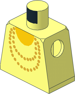 Minifig Torso with Gold Necklace and Yellow Undershirt Pattern