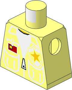 Minifig Torso with Vest, Patch Pockets and Police Badge Yellow Star Pattern