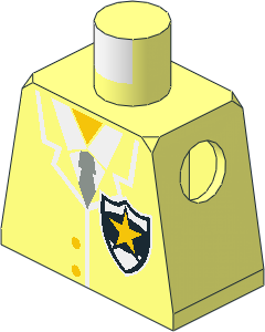 Minifig Torso with Jacket, Tie and Police Badge Yellow Star Pattern