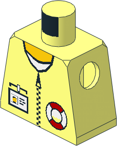 Minifig Torso with Lifebelt Logo and ID Card Pattern
