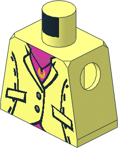 Minifig Torso with Jacket, Pink Shirt, Ring on Necklace Pattern