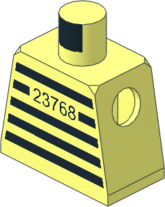 Minifig Torso with Jail Stripes and "23768" Pattern