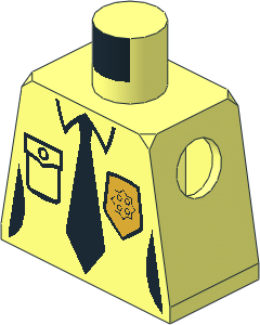 Minifig Torso with Female Police Shirt with Gold Badge, Pocket and Black Tie Pattern