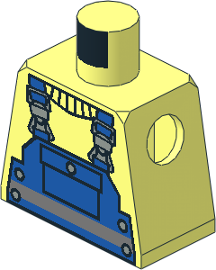 Minifig Torso with Blue Construction Overalls and Silver Belt Pattern
