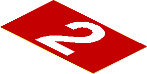 Sticker  1.1 x  1.9 with White Number "2" on Red Background