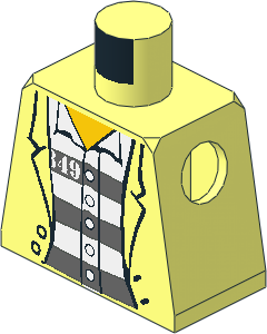 Minifig Torso with Jacket over Shirt and Prison Stripes Pattern