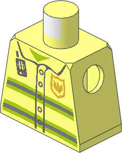 Minifig Torso with Neon Yellow Stripes, Radio and Badge Pattern