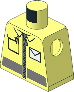 Minifig Torso with White Envelope and Zipper Pattern