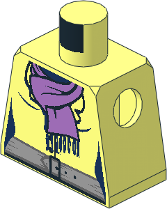 Minifig Torso with Female Jacket with Medium Lavender Scarf with Fringe and Grey Belt Pattern