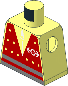 Minifig Torso with Red Vest and Train Logo Pattern