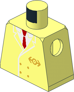 Minifig Torso with Four Button Suit and Train Logo Pattern