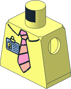 Minifig Torso with Shirt, Pink/Salmon Tie and ID Badge Pattern