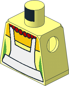 Minifig Torso with Dress, White Apron and Red Beads Necklace Pattern