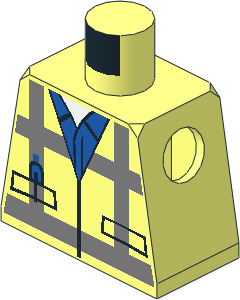 Minifig Torso with Construction Safety Vest with Reflective Stripes Pattern