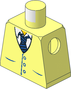 Minifig Torso with Town Vest with Pockets and Striped Tie Pattern